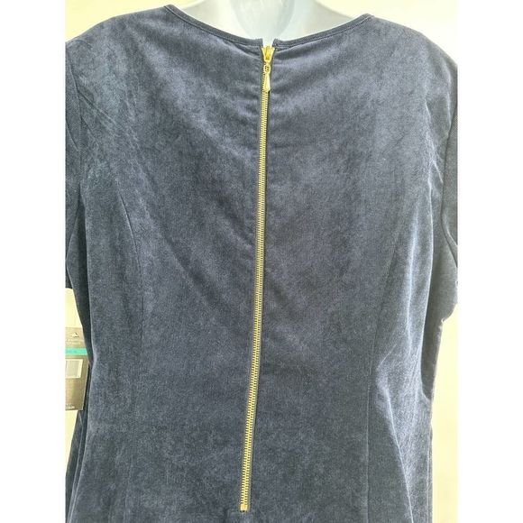 NWT Sharagano Deep‎ Navy Corduroy Short Sleeve Shift Dress Size 16 - Picture 9 of 10
